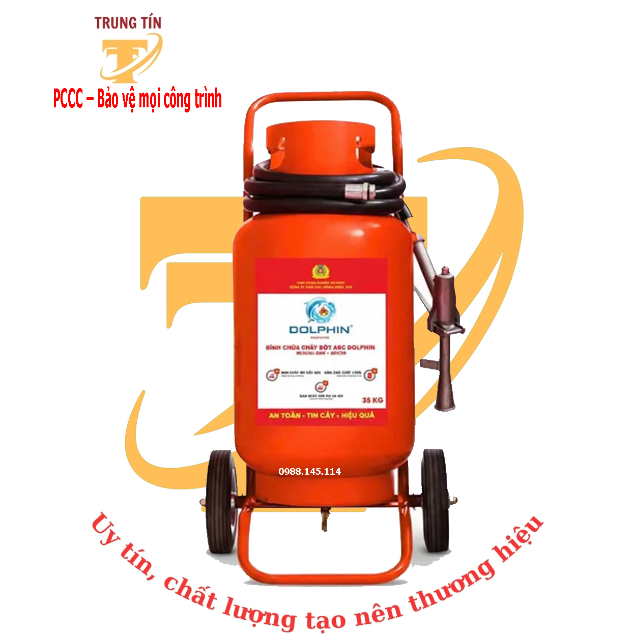 Bình chữa cháy xe đẩy bột ABC 35kg Dolphin DP/ABC/35kg