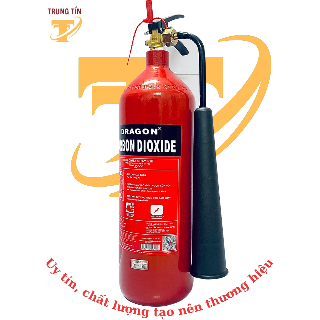 Bình chữa cháy xách tay CO2 3kg (DRAGON)
